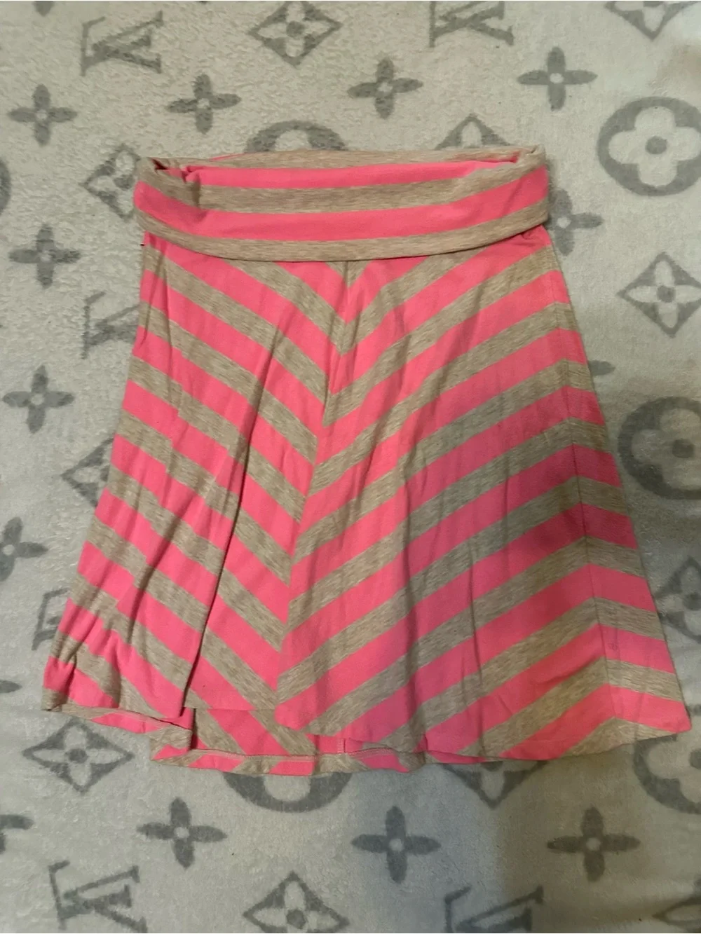 Old Navy Pink and Tan Striped Circle Skirt